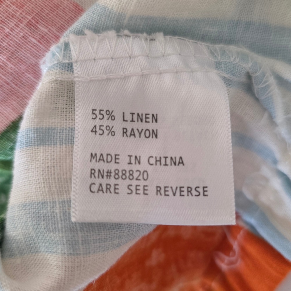 Calypso St Barth Linen Blend Tropical Fruit Stripe Crop Top Blue White‎ Large - Picture 6 of 7